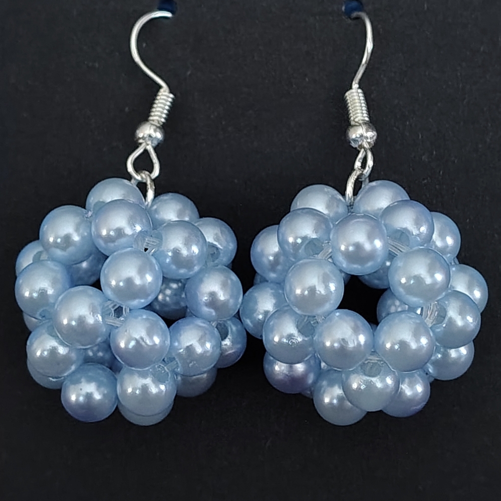 Elegant Blue Beaded Earrings